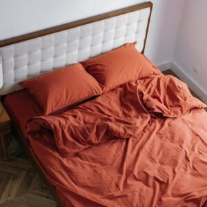 Brick Red Cotton Full Bedding Set